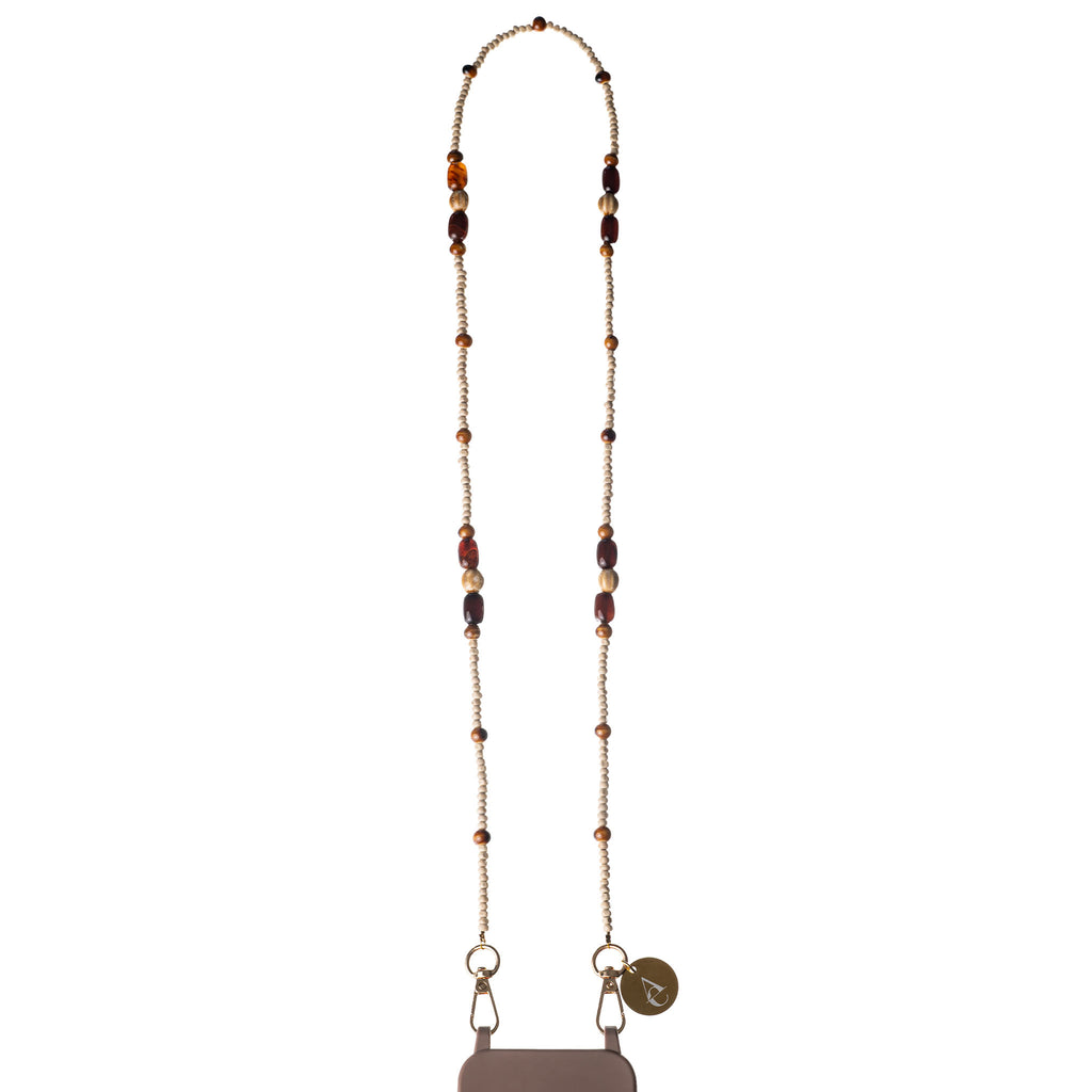 Long Phone Chain Strap "Zvezdelina" - Beige (120 cm)