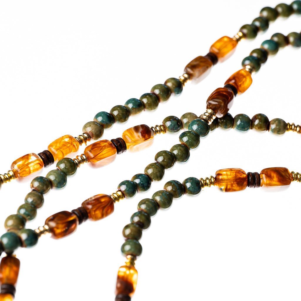 "Tsandrina" Long Dark Green Chain 120cm