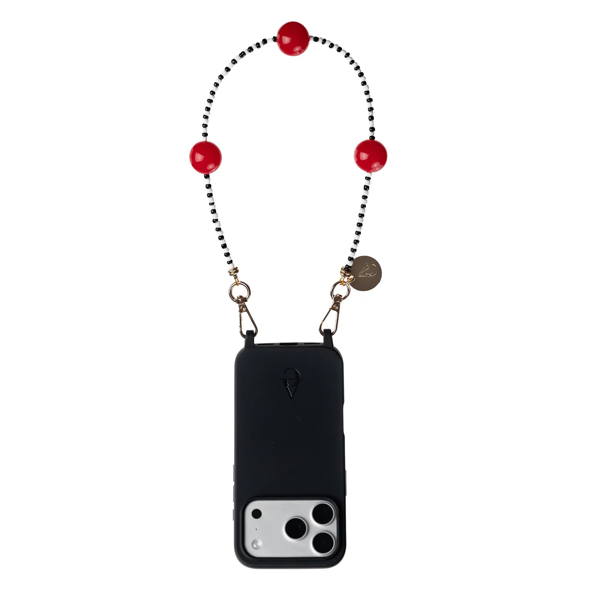 Black iPhone Case with Chain Set "Mon Chéri" - Matte Case + Medium Phone Chain