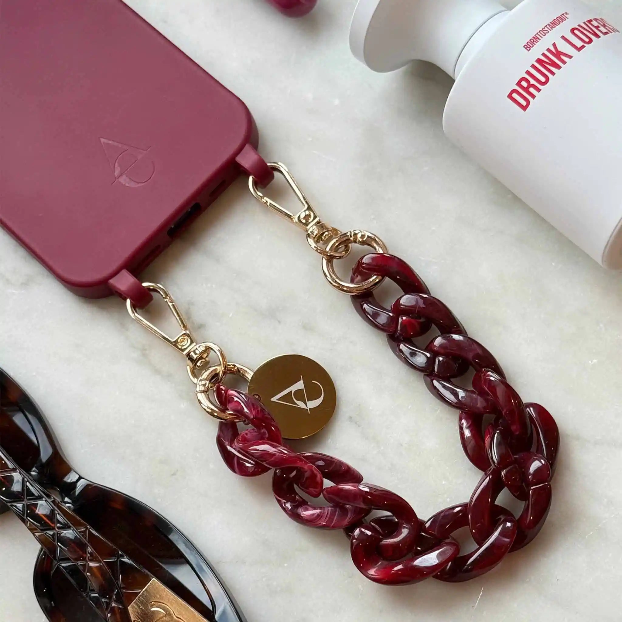 Soft Touch Case with rings "Cherry Noir" - Burgundy