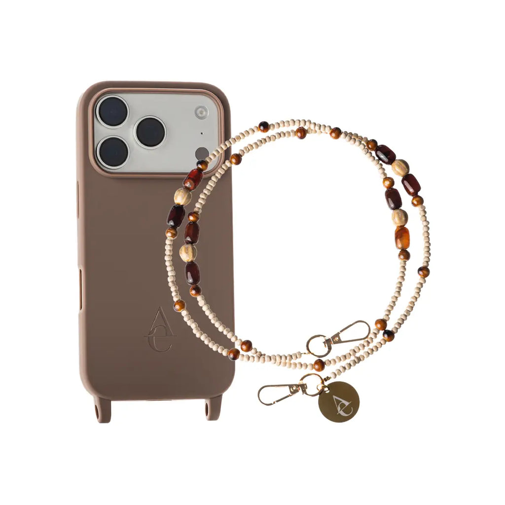 Set "Boho" - Beige Case + Long Beige Boho Chain