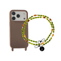 Set "Verde" - Beige Case + Long Green Glass Chain
