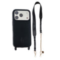 Black iPhone Case with Strap Set "Gia" - Matte Case + Black Leather Strap