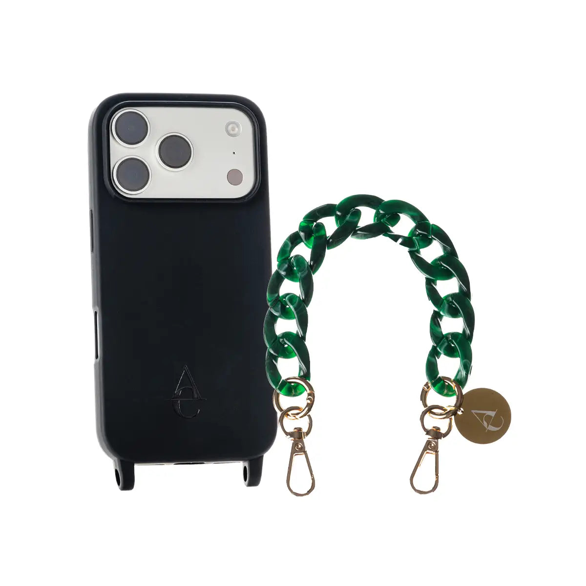 Set "Black Emerald" - Black Case + Dark Green Chain