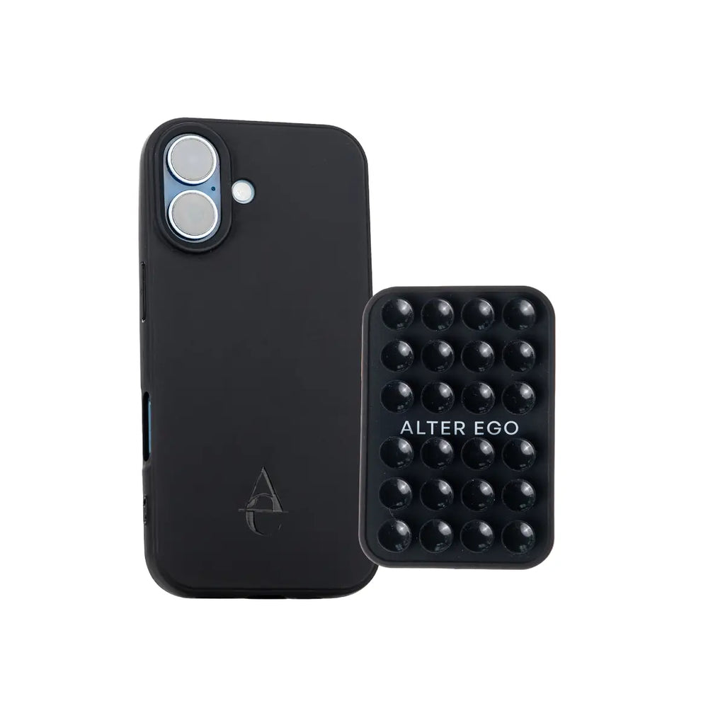 Set "Onyx" - Black Case + Suction Cup Holder/ Sticky Phone Mount