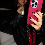 Set "Cherry Noir" - Burgundy Case + Dark Red Chain