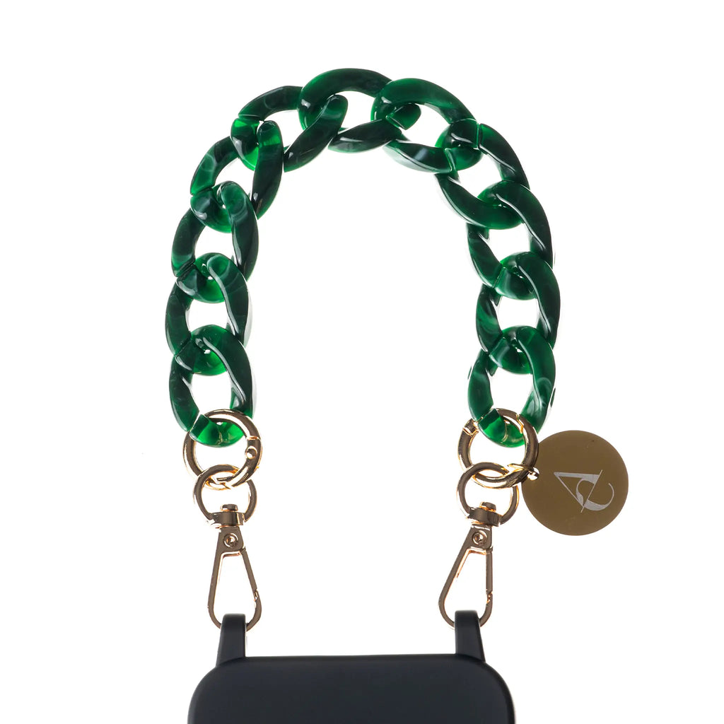 Set "Black Emerald" - Black Case + Dark Green Chain