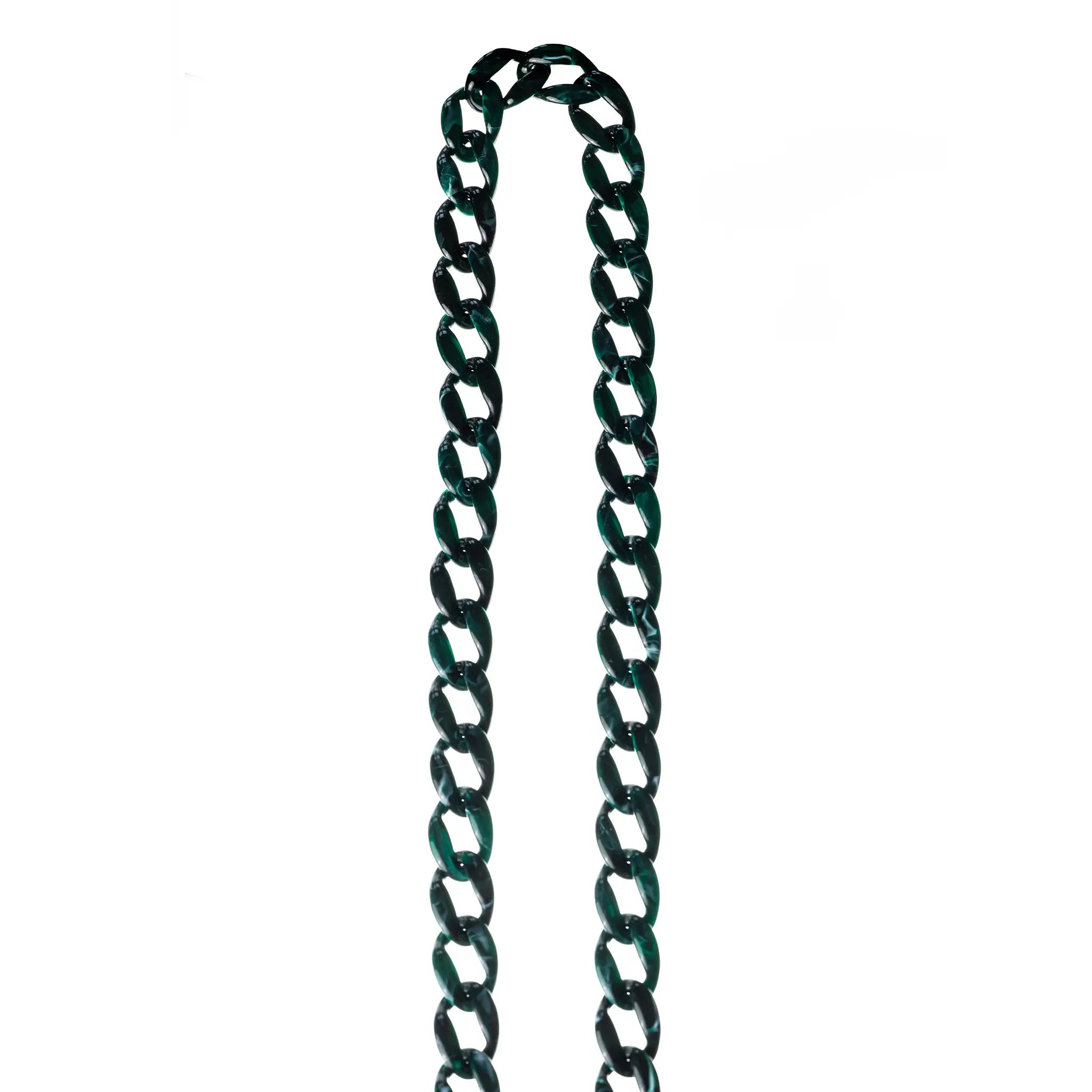 "Moss" Long Dark Green Chain 120cm
