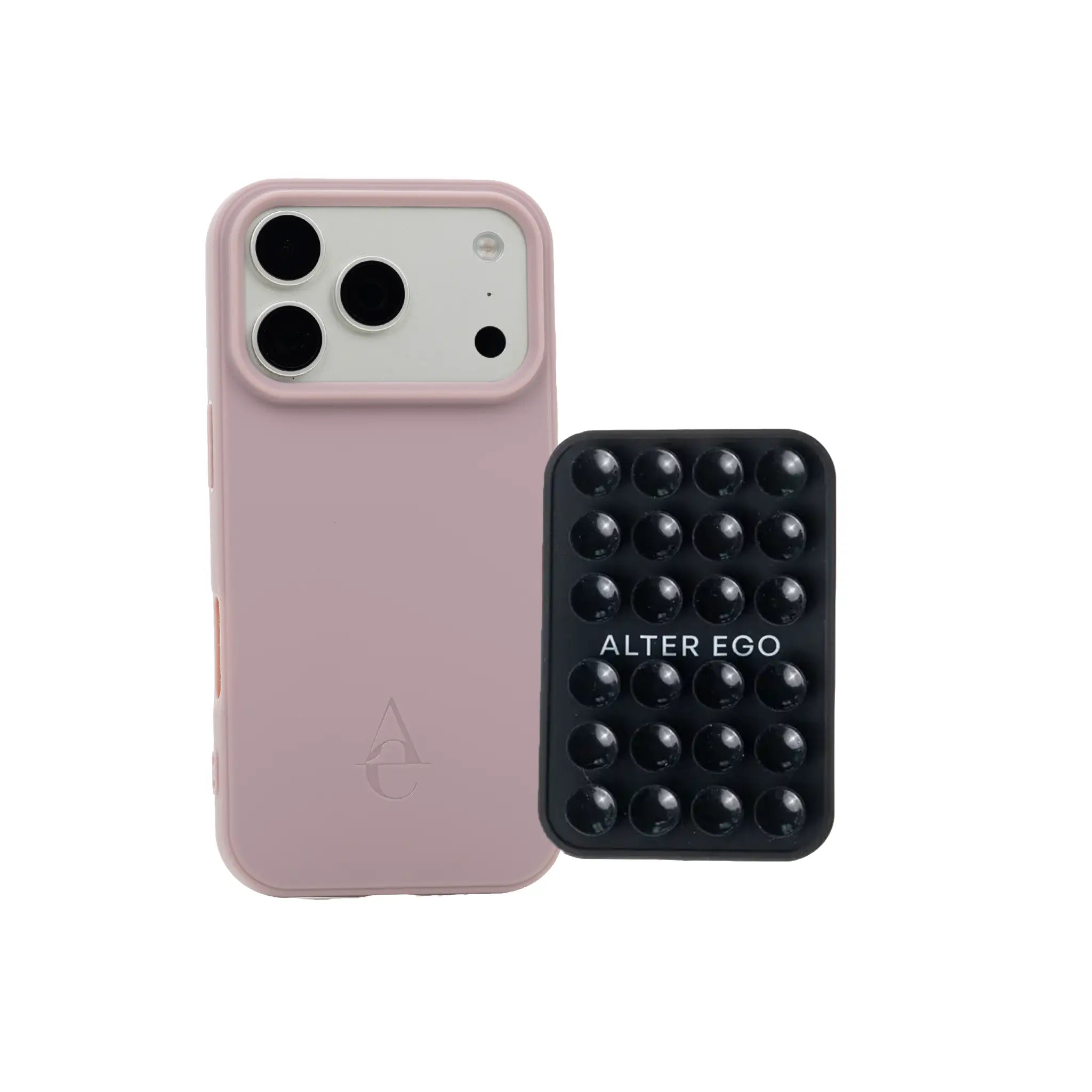 Set "Poudré" - Pink Case + Suction Cup Holder/ Sticky Phone Mount