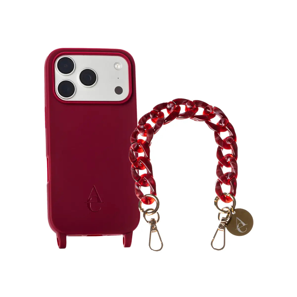 Set "Cherry Noir" - Burgundy Case + Dark Red Chain